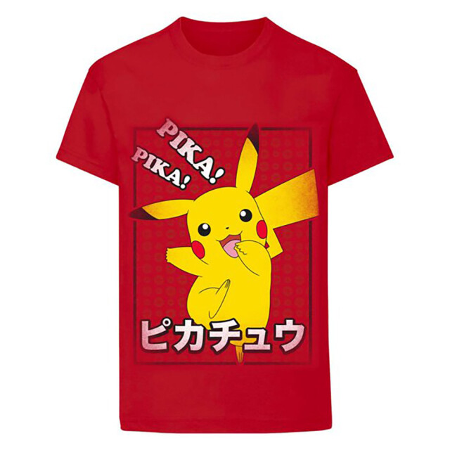 Pokemon Kinderen/kinderen pika pika japans t-shirt UTHE705_red large