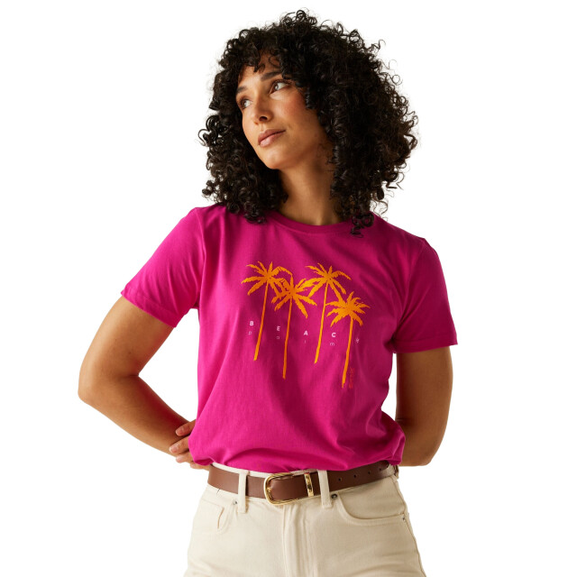 Regatta Dames filandra vx palm tree t-shirt UTRG11607_pinkfusion large