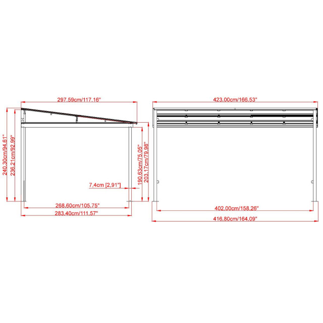 Sojag Aluminium terrasoverkapping st. barth 296x424x240cm - 3156162 large