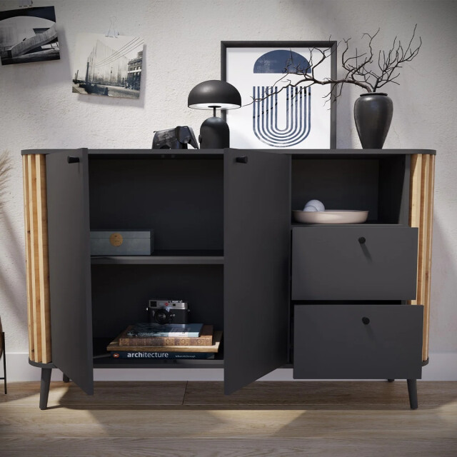 CaliCosy Dressoir met 2 laden, 2 deuren en 1 nis l 138 cm pure 2951216 large