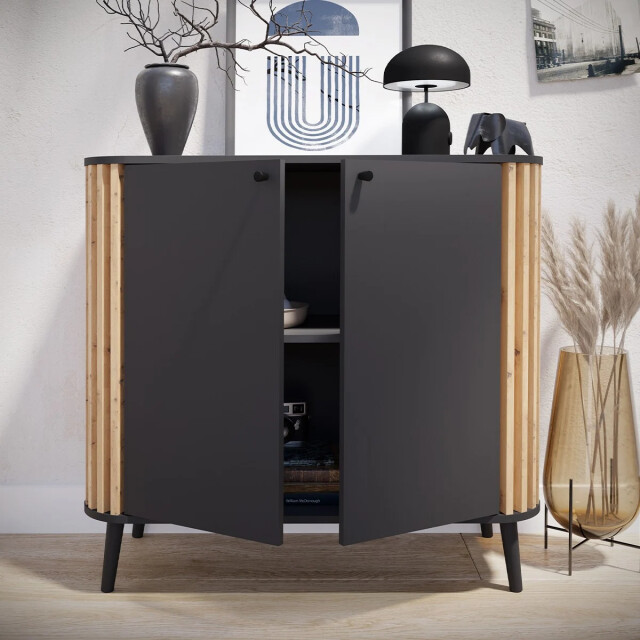 CaliCosy 2-deurs dressoir in antracietgrijs en artisanaal eiken l92 cm pure 2951217 large