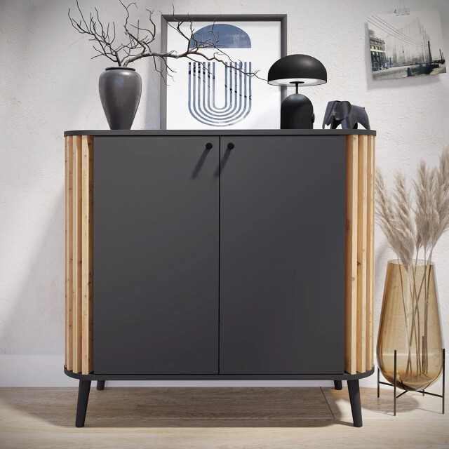 CaliCosy 2-deurs dressoir in antracietgrijs en artisanaal eiken l92 cm pure 2951217 large
