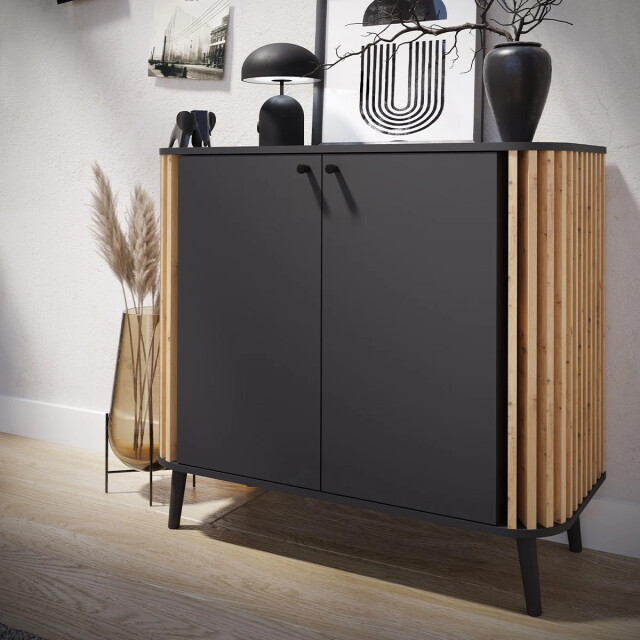 CaliCosy 2-deurs dressoir in antracietgrijs en artisanaal eiken l92 cm pure 2951217 large