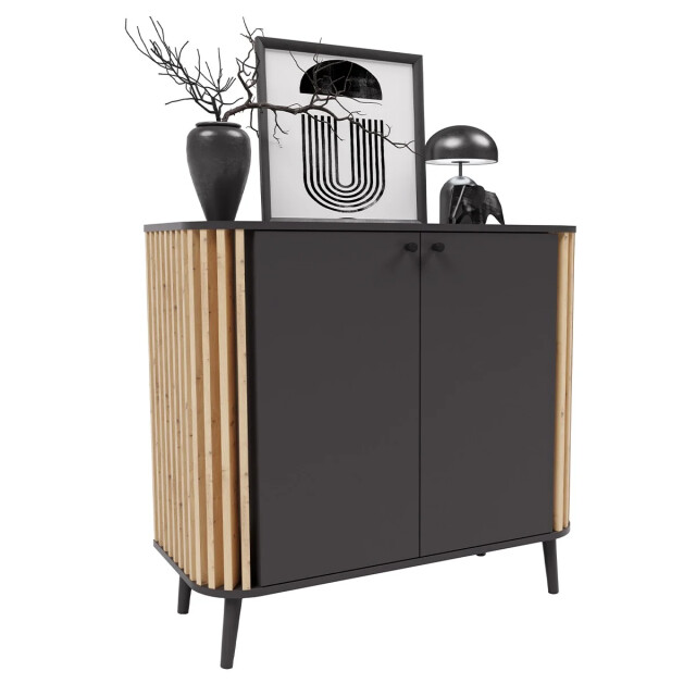 CaliCosy 2-deurs dressoir in antracietgrijs en artisanaal eiken l92 cm pure 2951217 large