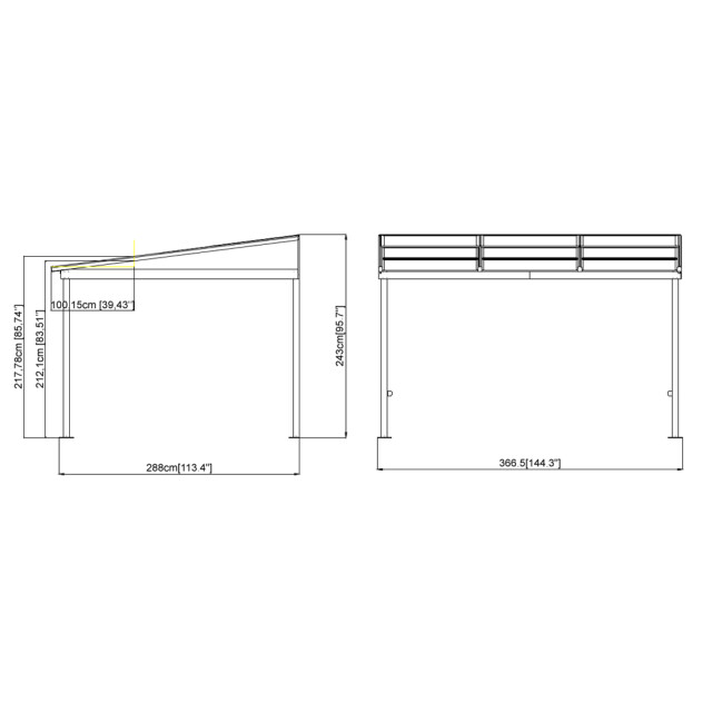 Sojag Aluminium terrasoverkapping boedapest brons 298x364x243cm 3156166 large