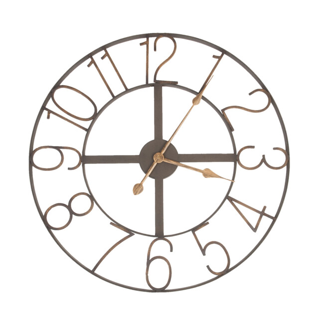 Clayre & Eef Wandklok Ø 60 cm ijzer rond muurklok 1088354 large