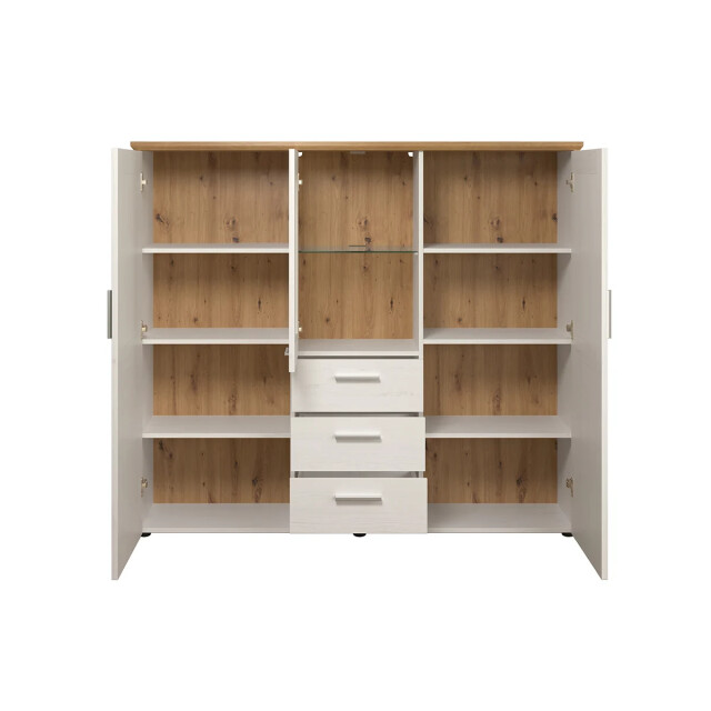 CaliCosy Dressoir 3 deuren waarvan één met gehard glas, 3 laden l159 cm shade 2930749 large