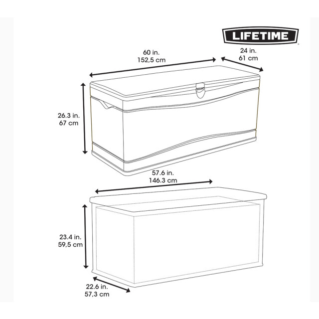 Lifetime Kunststof kussenbox 495l tuinkist 61x152x67cm licht 3048021 large