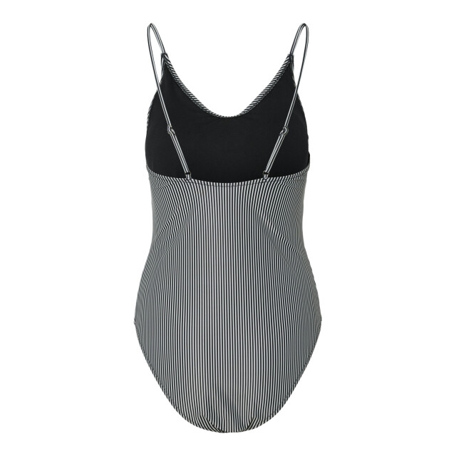 Pieces Dames badpak pcbaomi ronde hals zwart/wit gestreept 17134623-Black Cloud Dancer large