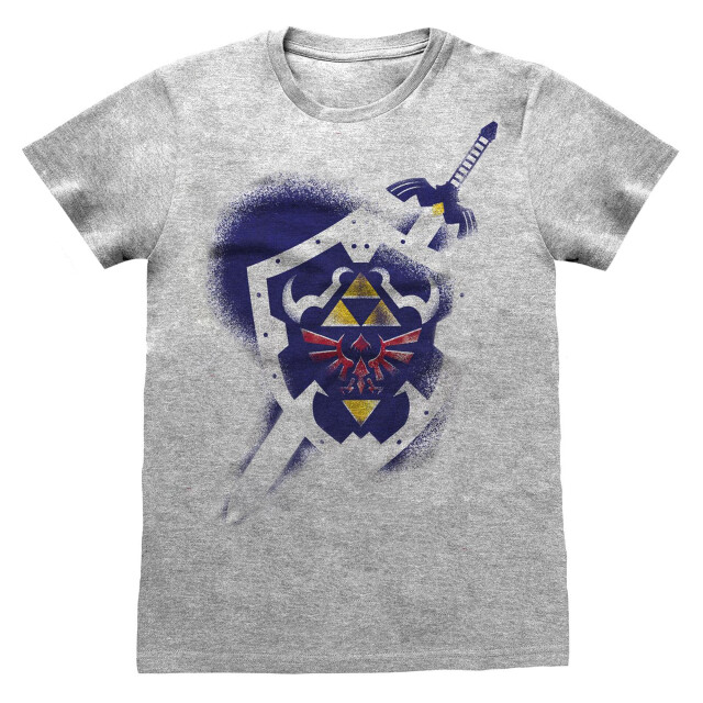 Nintendo Unisex adult legend of zelda shield t-shirt UTHE401_greyheather large