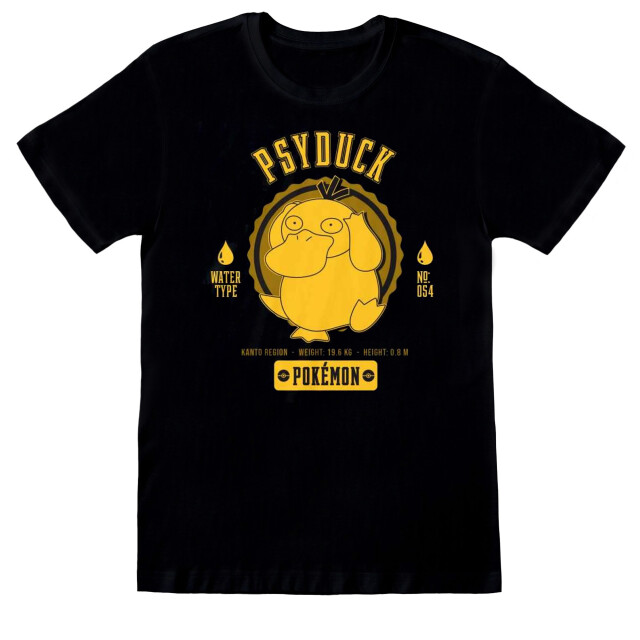 Pokemon Unisex volwassenen collegiaal psyduck t-shirt UTHE941_blackyellow large