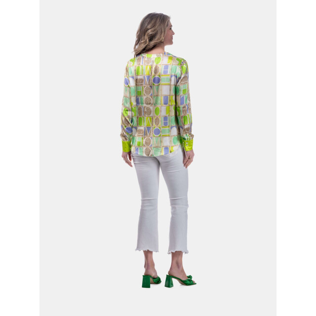 Mucho Gusto ® blouse monza luipaard mg groen blauw MUCHO GUSTO® Blouse Monza Luipaard MG Groen Blauw large