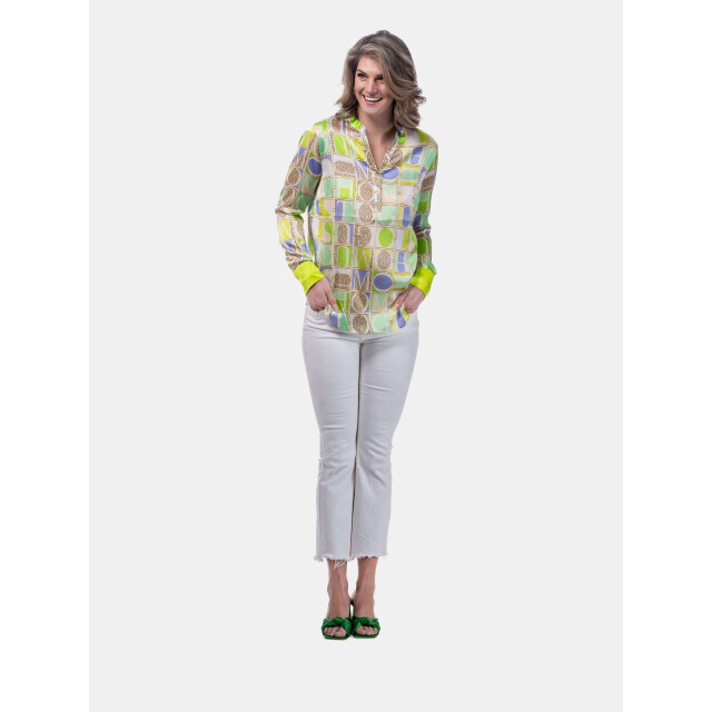 Mucho Gusto ® blouse monza luipaard mg groen blauw MUCHO GUSTO® Blouse Monza Luipaard MG Groen Blauw large