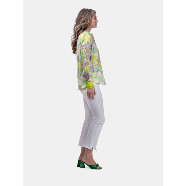 Mucho Gusto ® blouse monza luipaard mg groen blauw MUCHO GUSTO® Blouse Monza Luipaard MG Groen Blauw large