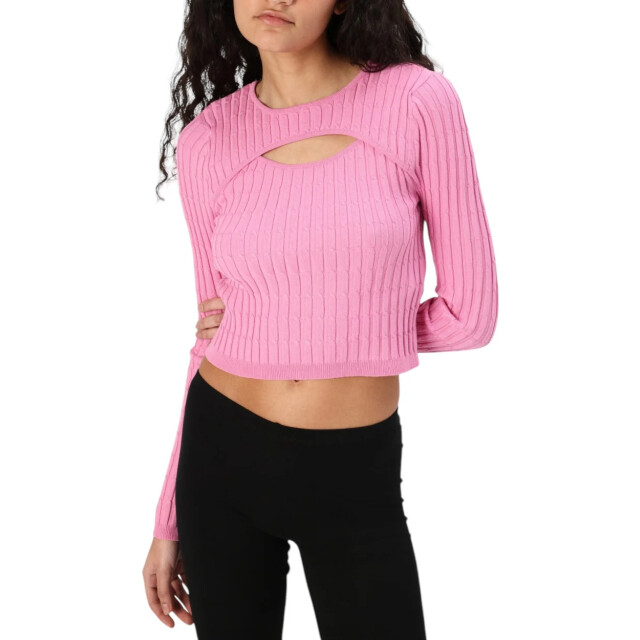 Only Breimode dames Only Roze Croptop met Lange Mouwen large