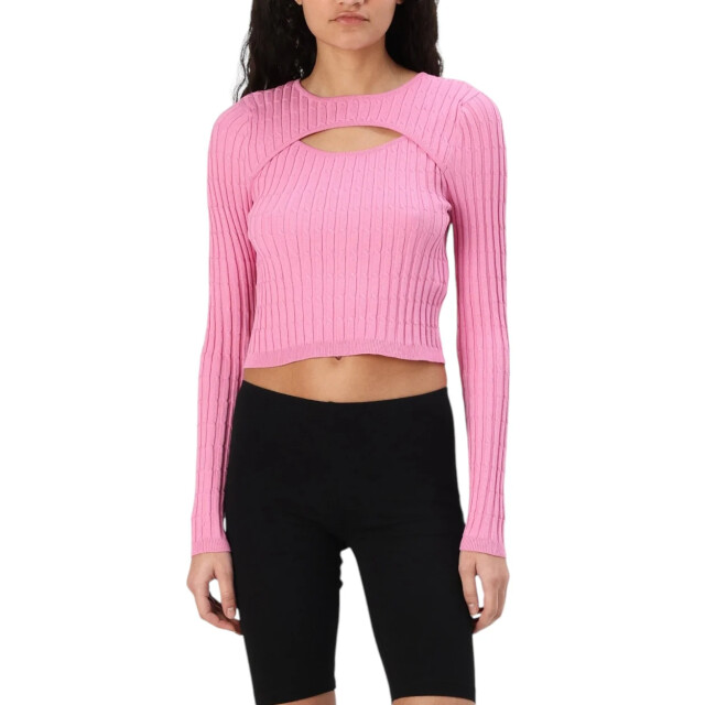 Only Breimode dames Only Roze Croptop met Lange Mouwen large