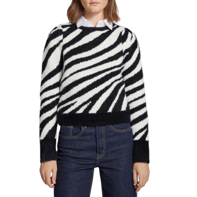 Only Breimode dames Only Zwart/Wit Zebraprint Trui large
