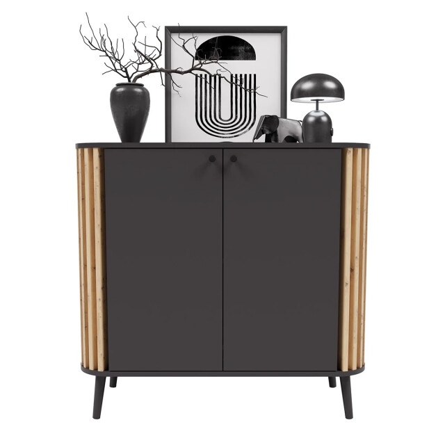 CaliCosy 2-deurs dressoir in antracietgrijs en artisanaal eiken l92 cm pure 2951217 large
