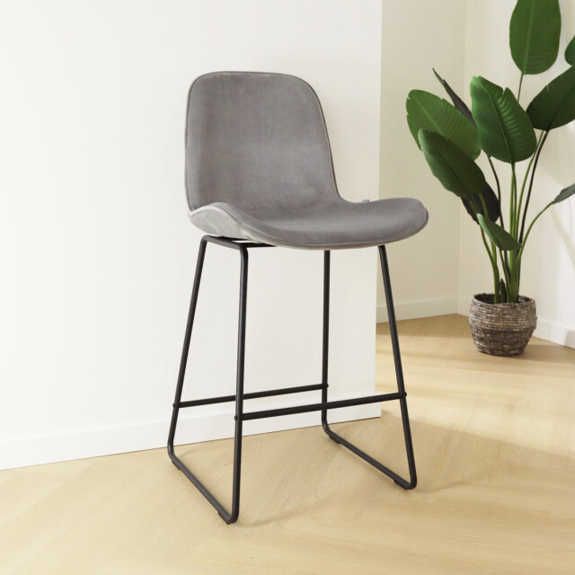 Nolon Nino-fé barkruk velvet zwart onderstel 75 cm 2027405 large