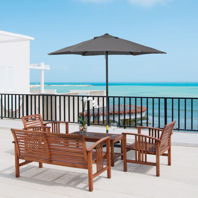4goodz Outsunny parasol Ø196 cm zeshoekige parasol voor strand balkon tuin - 3175384 large