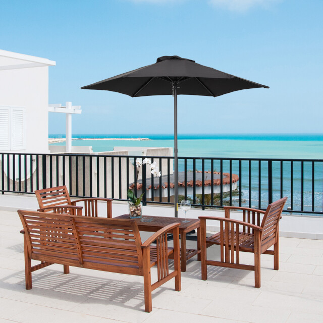 4goodz Outsunny parasol Ø196 cm zeshoekige parasol voor strand balkon tuin - 3175383 large