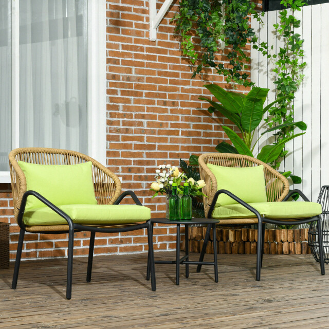 4goodz Rattan terrasmeubelset, 3-delige bistroset metalen frame - 3175374 large
