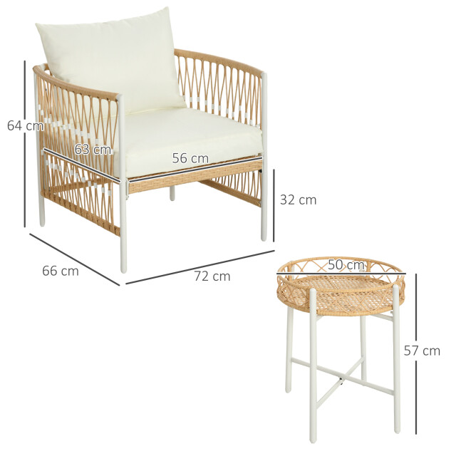 4goodz Outsunny 3-delige bistroset pe-rattan /crème 3175373 large