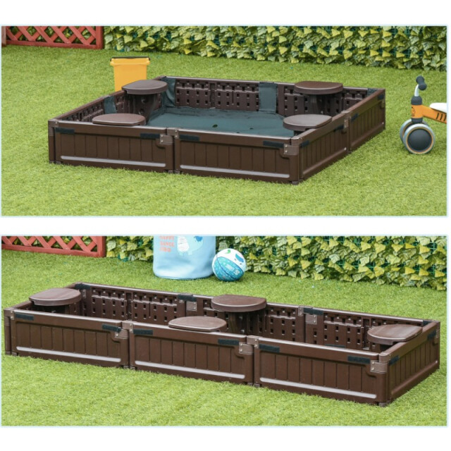 4goodz Zandbak met afdekzeil & bodemzeil, modulair ontwerp 4 zitplaatsen - 3175372 large