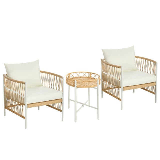 4goodz Outsunny 3-delige bistroset pe-rattan /crème 3175373 large