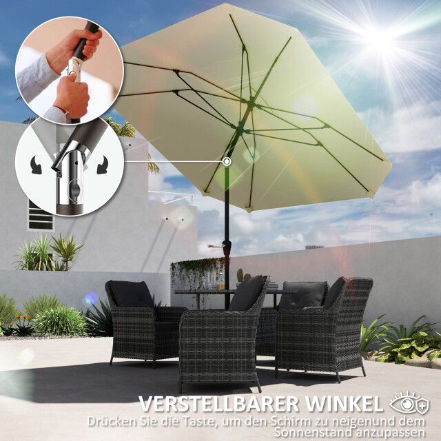 4goodz Outsunny parasol 233cm vierkant kantelbaar aluminium buis, glasvezel 3175377 large