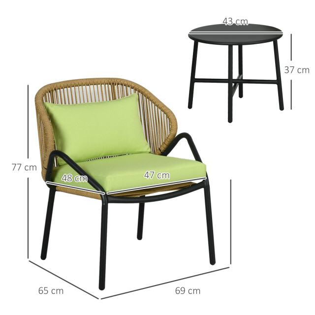 4goodz Rattan terrasmeubelset, 3-delige bistroset metalen frame - 3175374 large