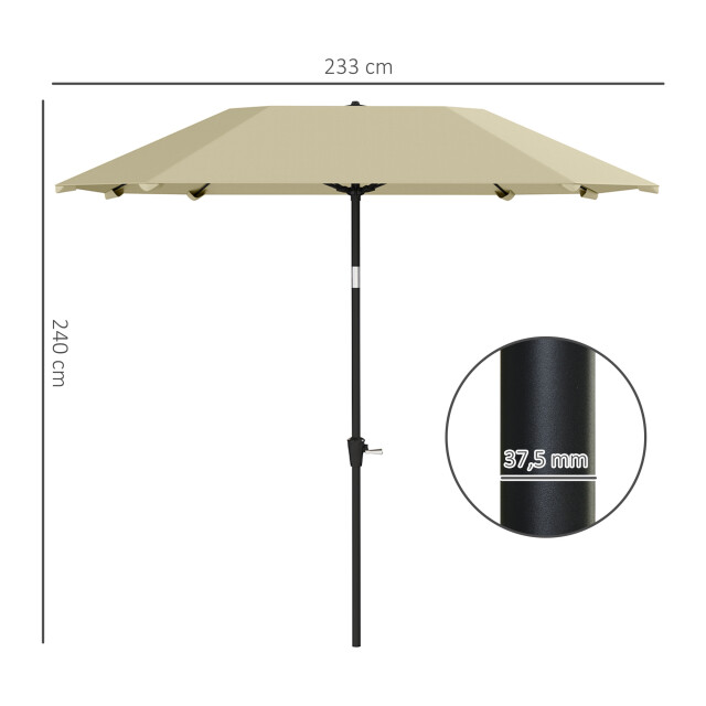 4goodz Outsunny parasol 233cm vierkant kantelbaar aluminium buis, glasvezel 3175377 large