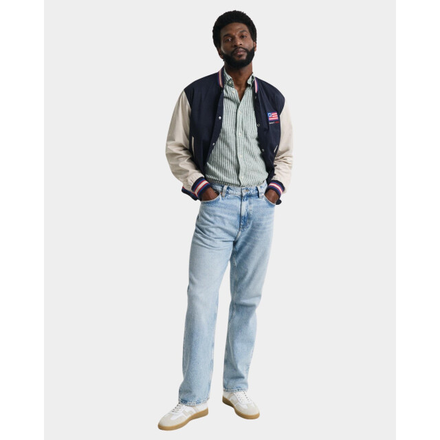 Gant Casual hemd korte mouw reg cotton linen stripe ss sh 3250039/318 187862 large