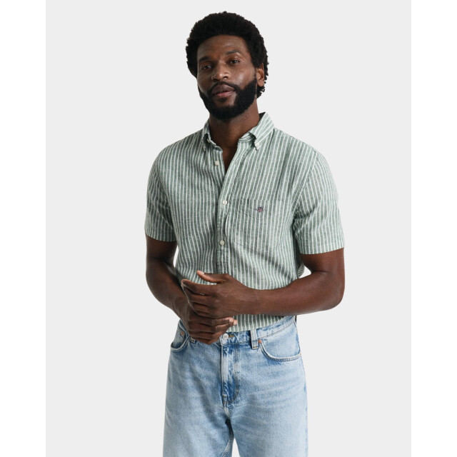 Gant Casual hemd korte mouw reg cotton linen stripe ss sh 3250039/318 187862 large