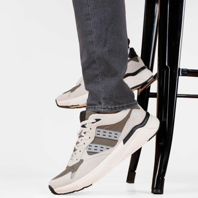 Q1905 Sneaker kampen beige/legergroen/zwart QM1253434-808-1 large