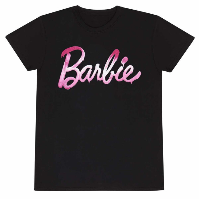 Barbie Unisex volwassene gesmolten logo t-shirt UTHE1555_black large