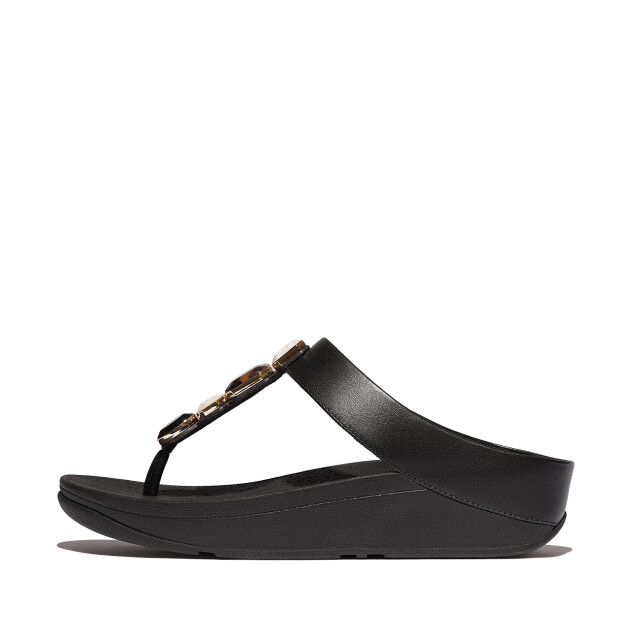 FitFlop Fino multi-stone leather toe-post sandals IU9 large