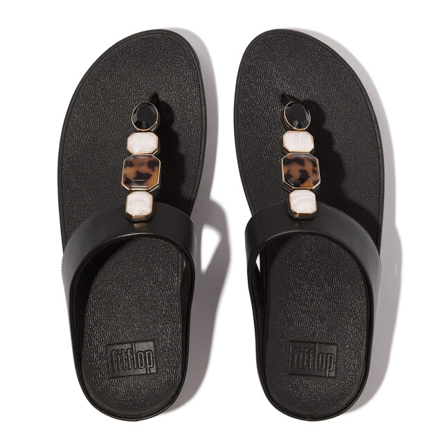 FitFlop Fino multi-stone leather toe-post sandals IU9 large