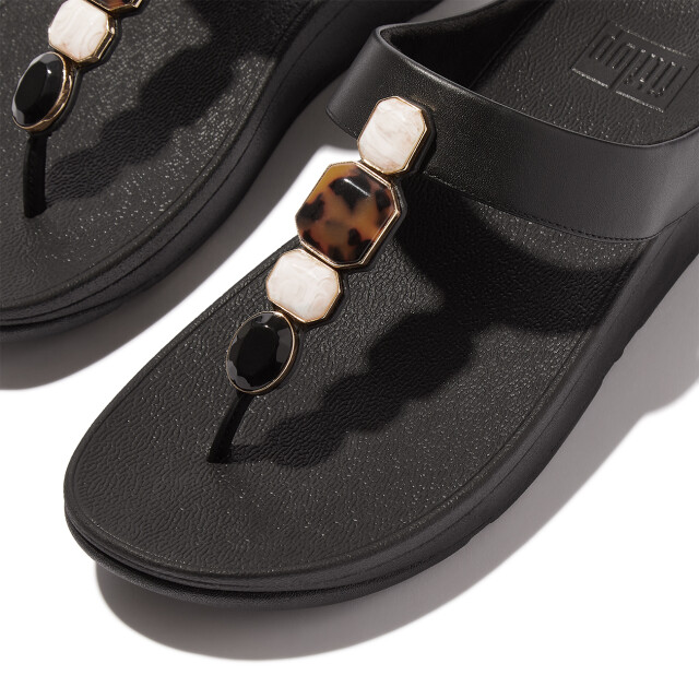 FitFlop Fino multi-stone leather toe-post sandals IU9 large