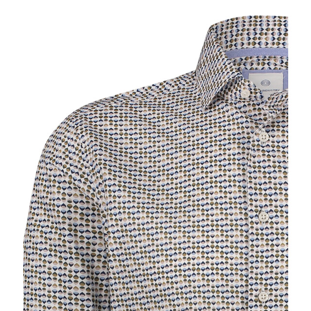 Blue Industry Het retro print overhemd | 5118.51-SAND large
