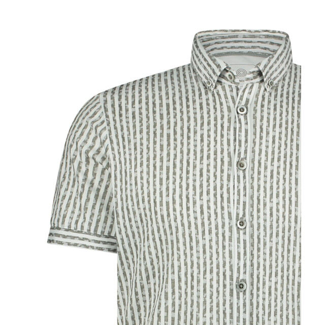 Blue Industry Het katoenen gestreepte korte mouwen overhemd | 5129.51-GREY large