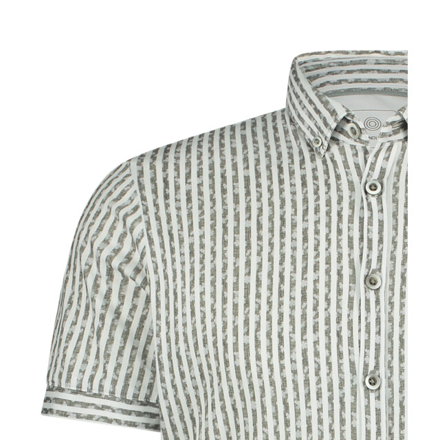 Blue Industry Het katoenen gestreepte korte mouwen overhemd | 5129.51-GREY large