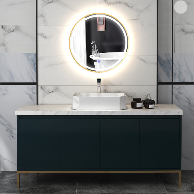 4goodz Ronde badkamerspiegel met led-verlichting met anti-condensfunctie, 3176414 large