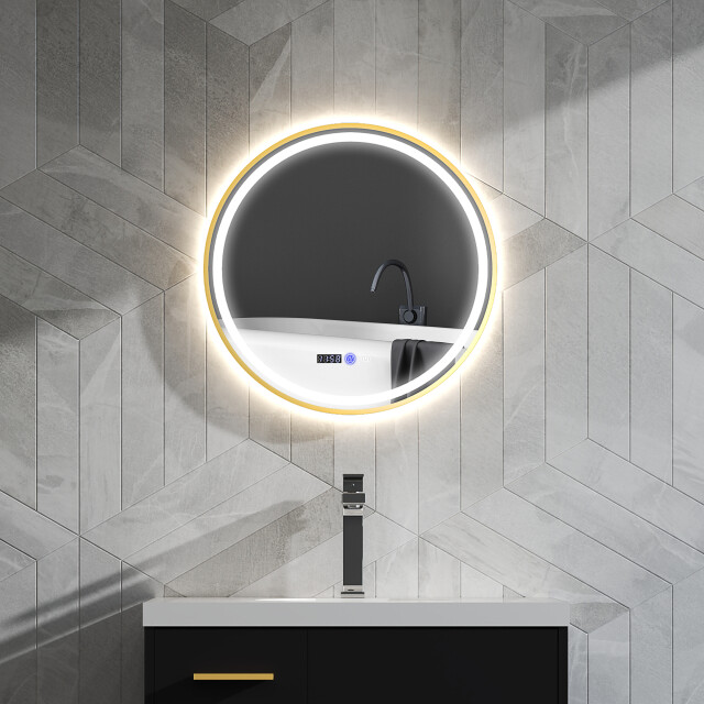 4goodz Ronde badkamerspiegel met led-verlichting met anti-condensfunctie, 3176414 large