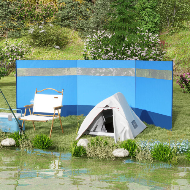 4goodz Outsunny windscherm met kijkvenster en draagtas, stalen palen, 440x140cm, 3175376 large