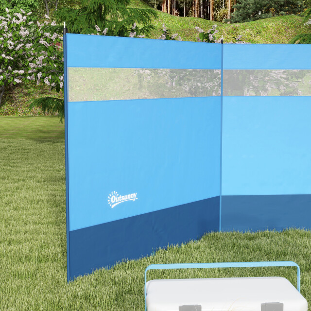 4goodz Outsunny windscherm met kijkvenster en draagtas, stalen palen, 440x140cm, 3175376 large