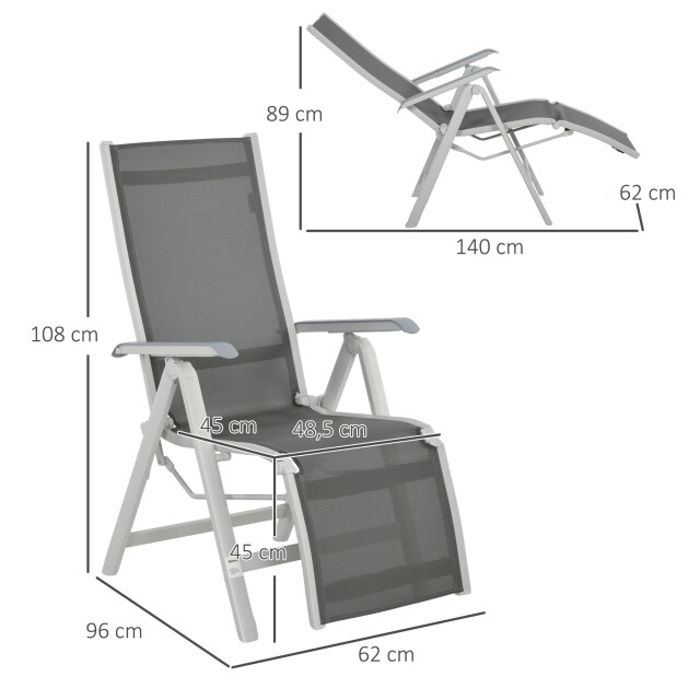4goodz Grijze 5 standen tuinstoel loungestoel voor buiten, weerbestendig antraciet 3176441 large
