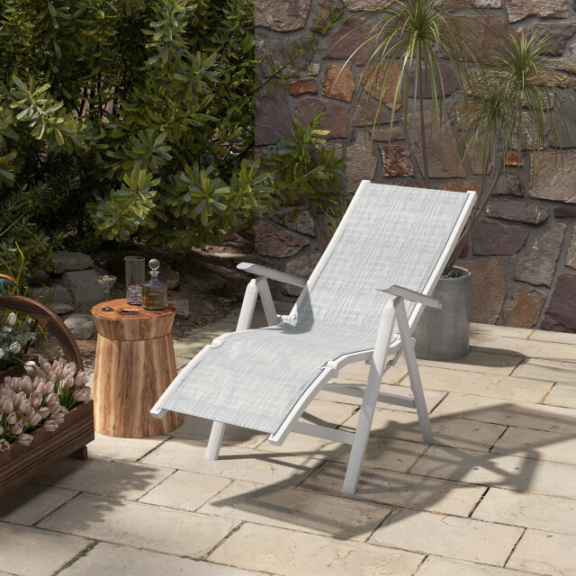4goodz Grijze 5 standen tuinstoel loungestoel voor buiten, weerbestendig - 3176442 large