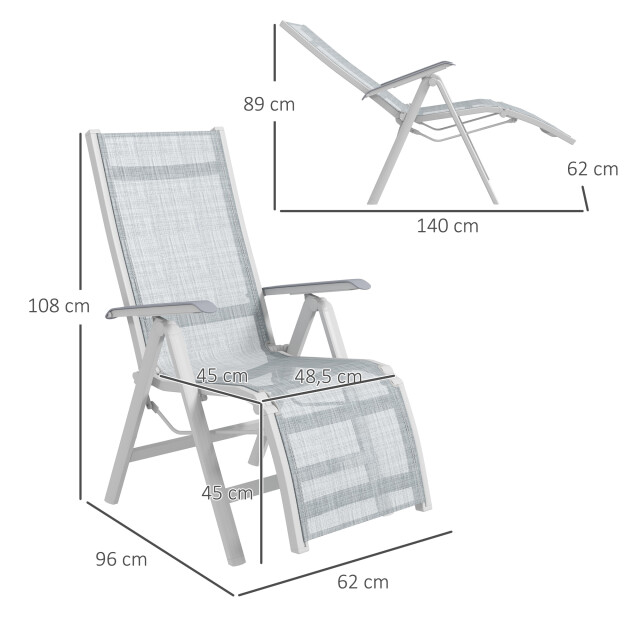 4goodz Grijze 5 standen tuinstoel loungestoel voor buiten, weerbestendig - 3176442 large