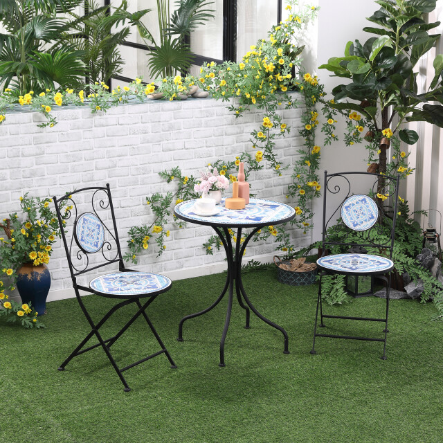 4goodz Outsunny klassieke 3-delige bistroset met staal en keramiek ideaal voor 3177766 large